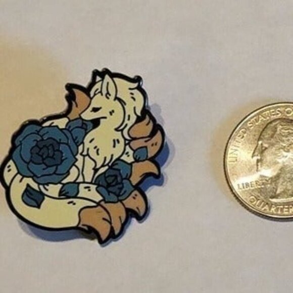 Blue Rose Ninetales: Elegant Pokemon Enamel Pin - Picture 3 of 5
